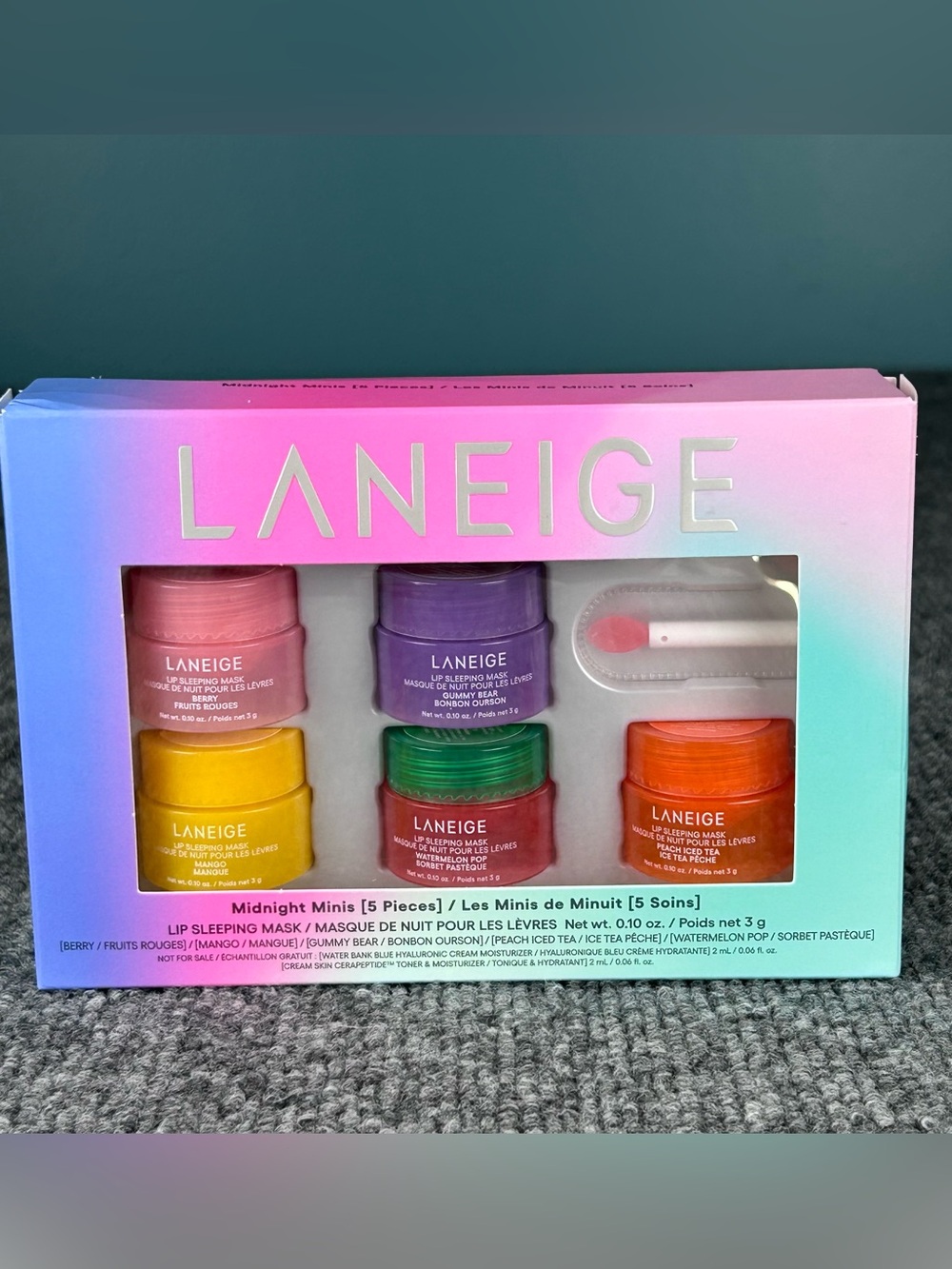 LANEIGE Midnight Minis LIP SLEEPING MASKS 5pc MANGO PEACH GUMMY WATERMELON BERRY